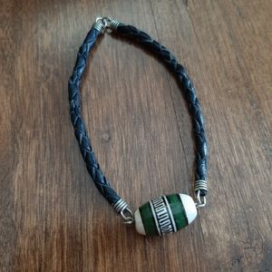 Leather Bracelet With Ceramic Bead